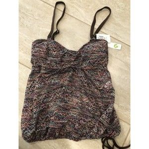 NWT Next Tankini Swim Top Multicolor Stripe and Pattern Racerback Size 32 B/C